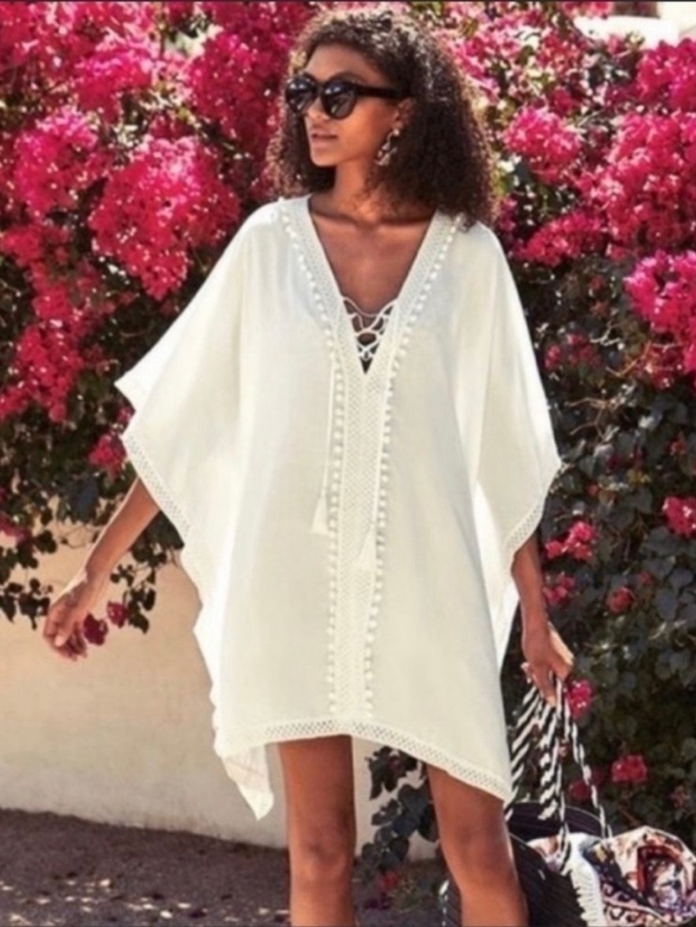 Bindya New York Boho Lace Up Cover Up